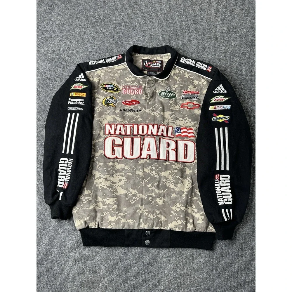 Mens NASCAR Dale Jr National Guard Camo Racing Jacket, Size M